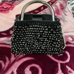 Elegant Black Beaded Handbag